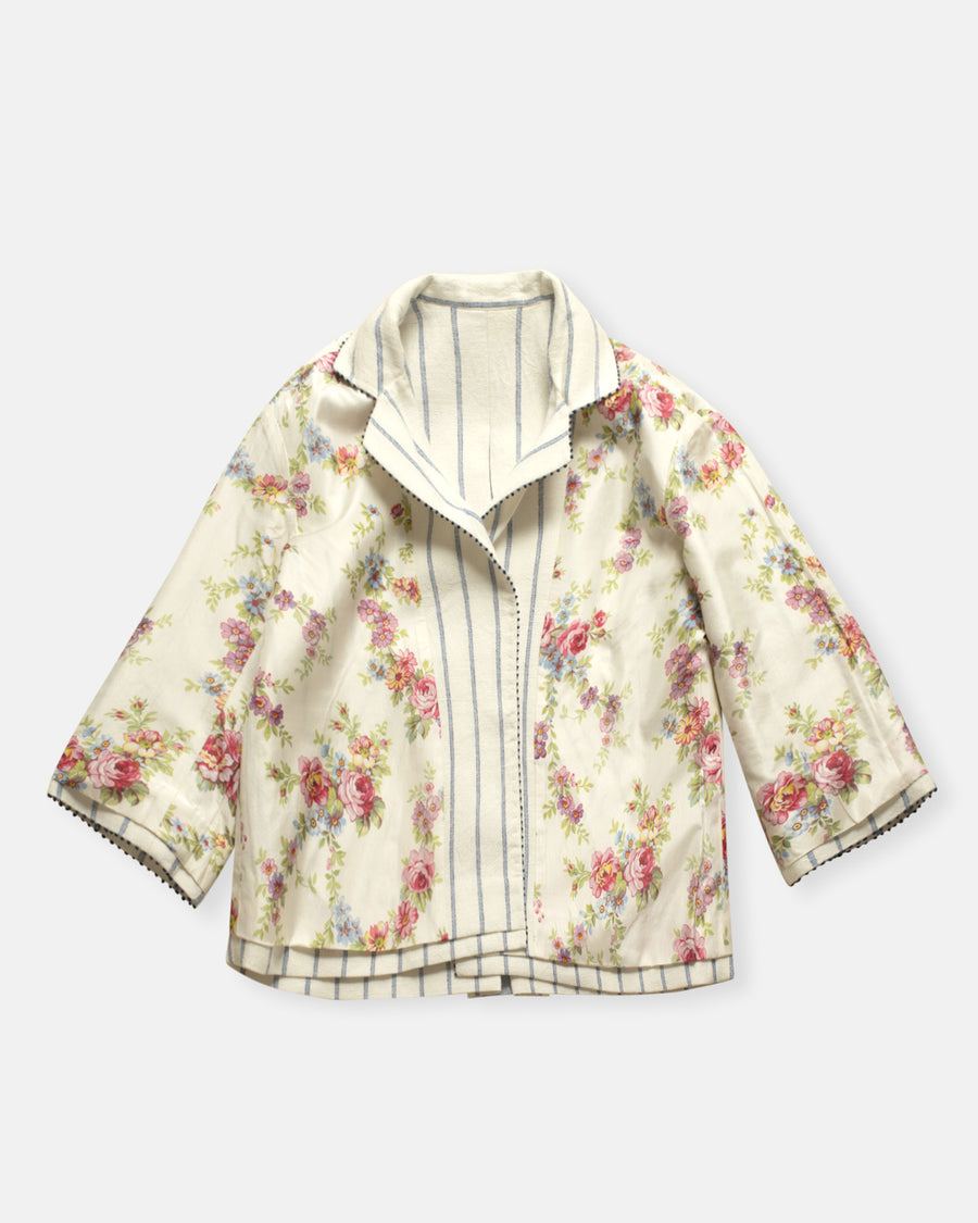 stripe and floral reversible jacket
