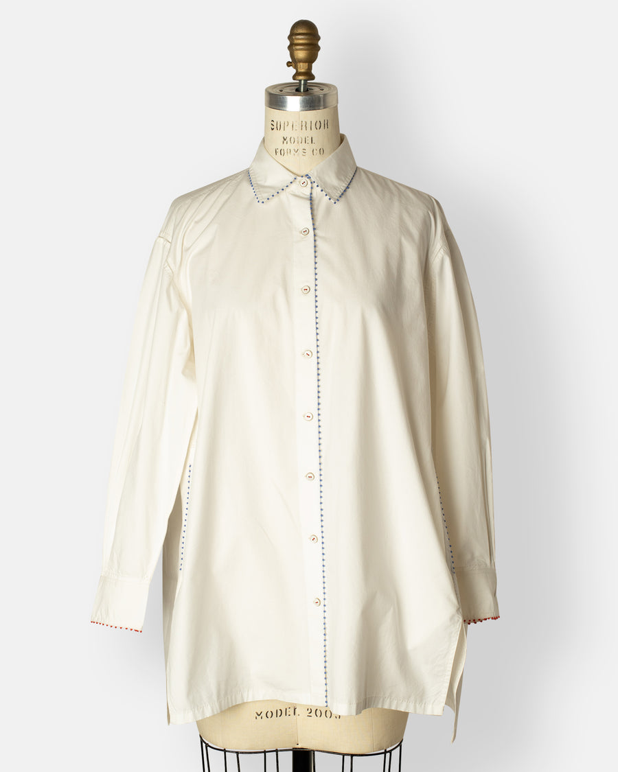french knot trimmed shirt