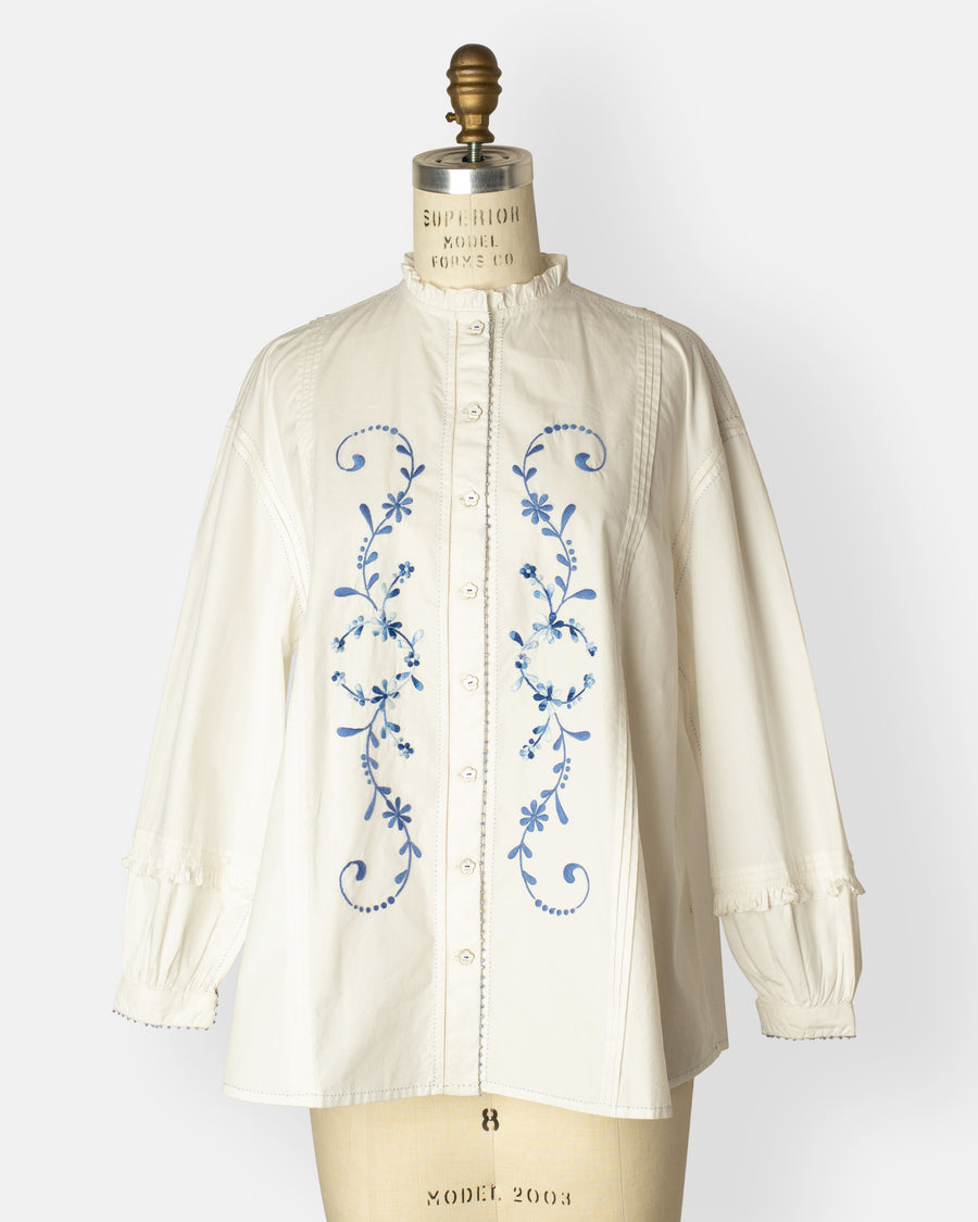 flower vine embroidered shirt