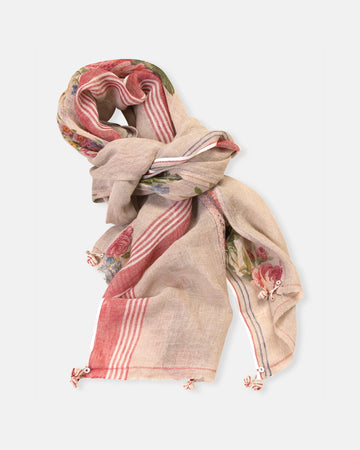 stripe trimmed floral scarf