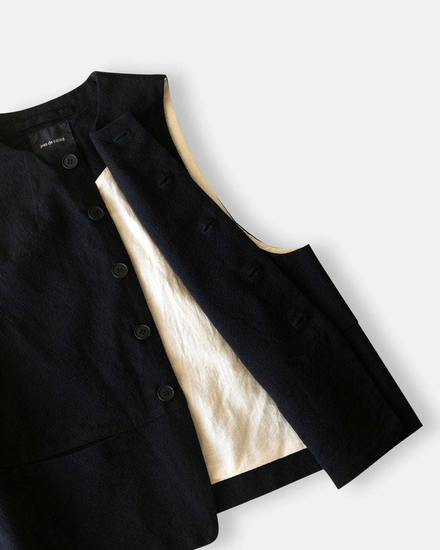 mulesing free wool cotton crew neck vest