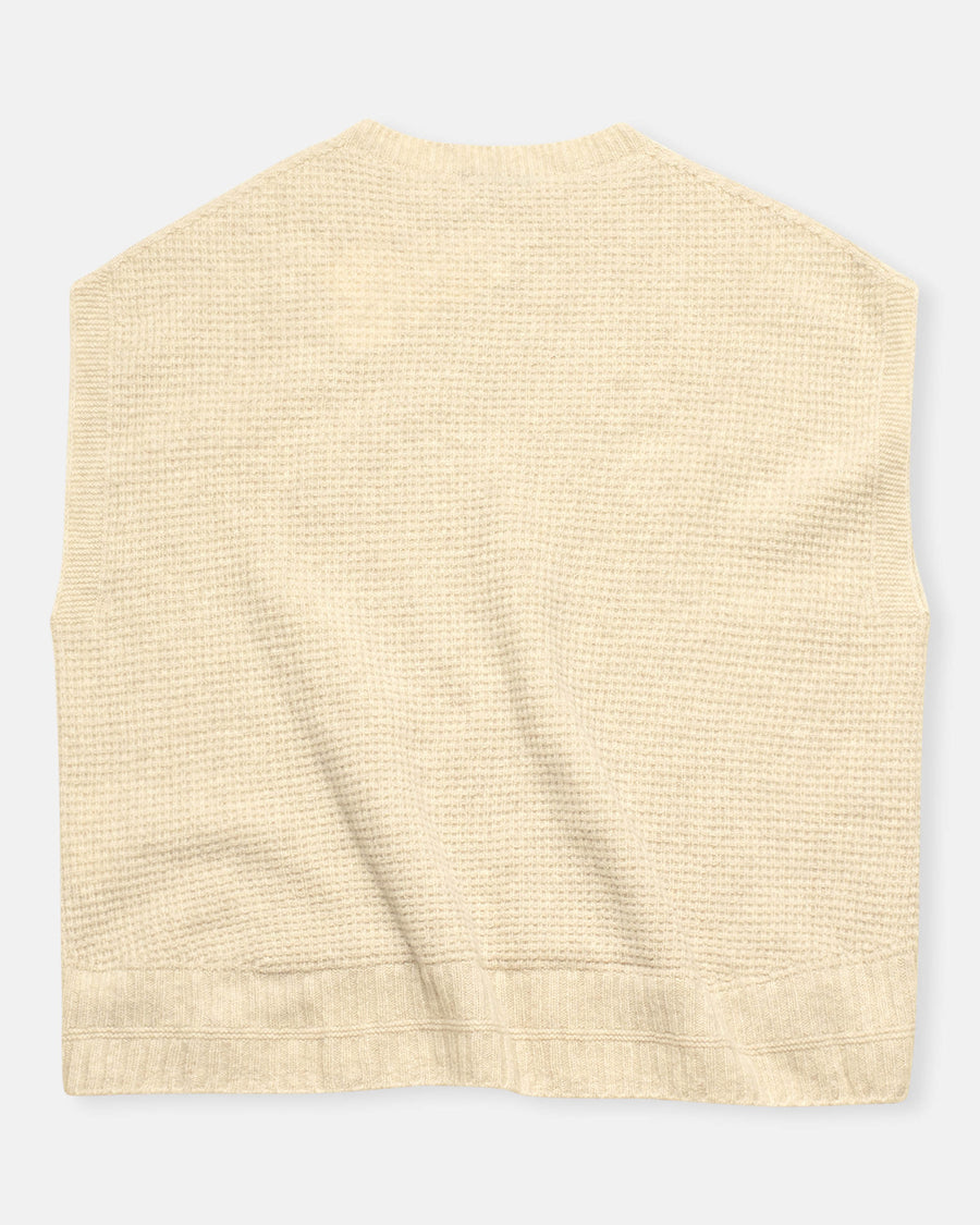 cashmere blend lambs wool boat neckline vest