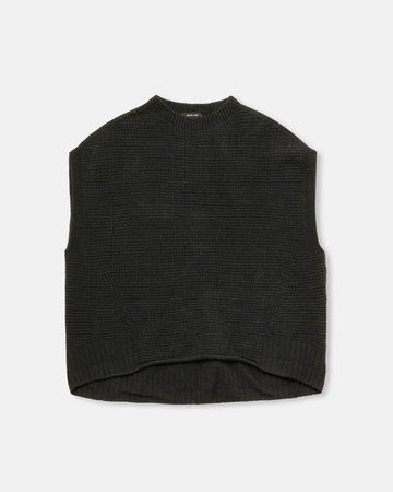 cashmere blend lambs wool boat neckline vest
