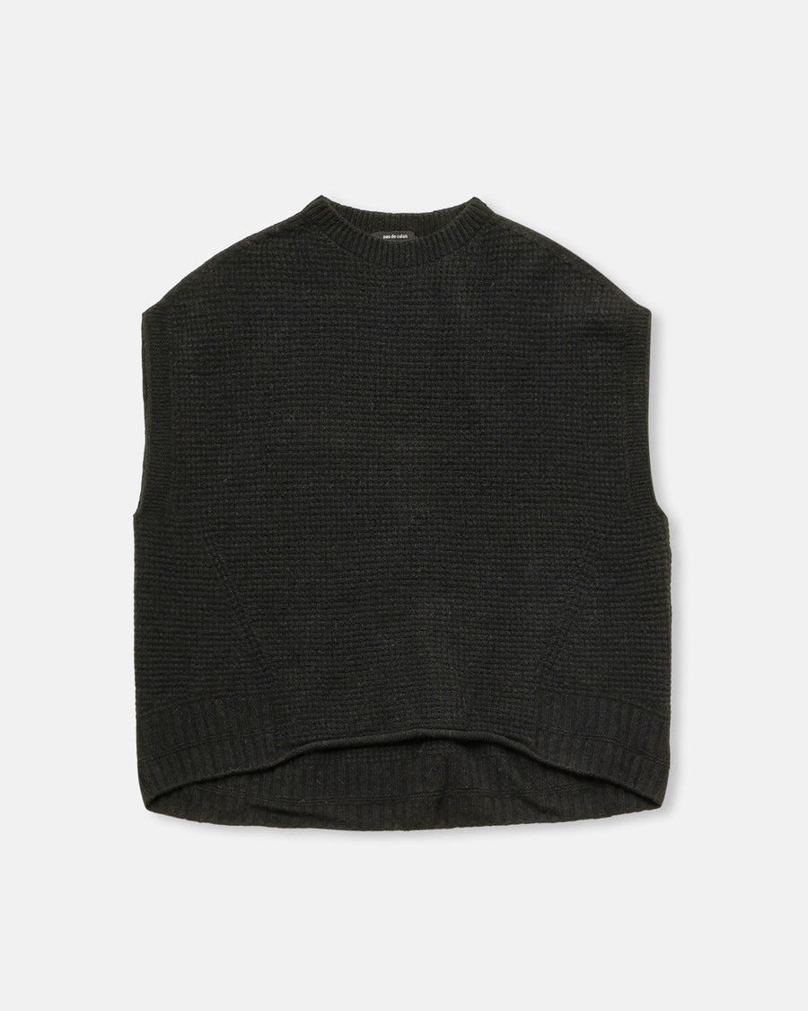cashmere blend lambs wool boat neckline vest