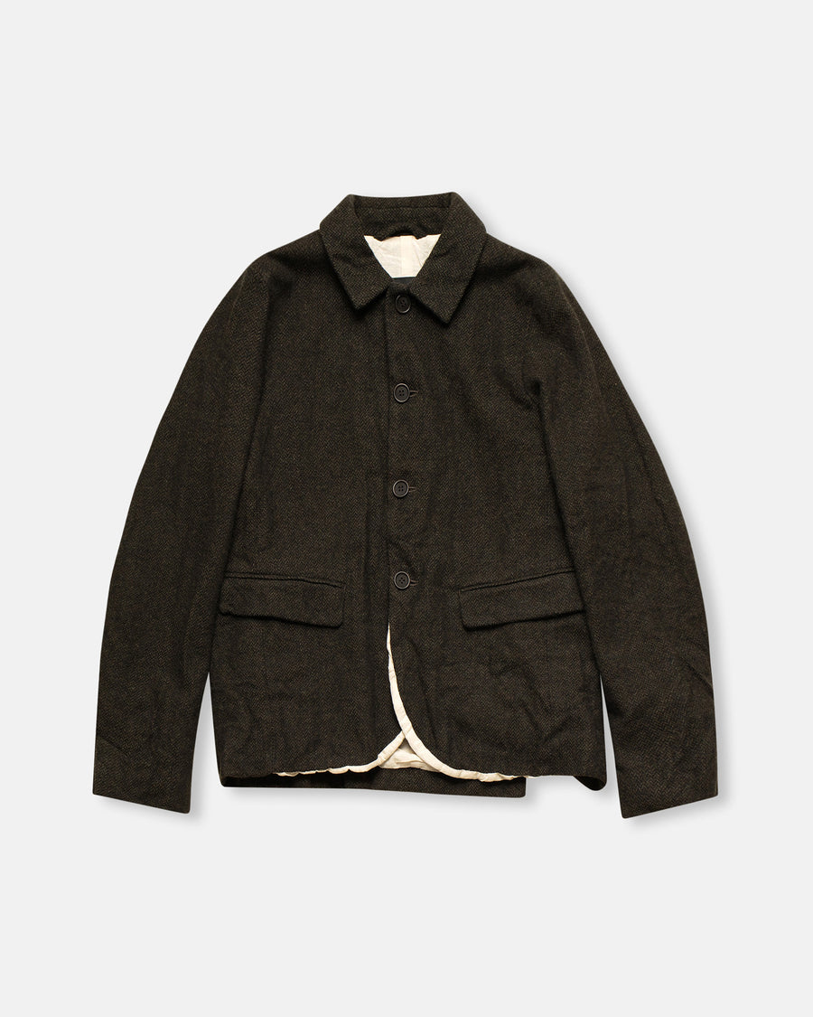 eco wool herringbone short jacket
