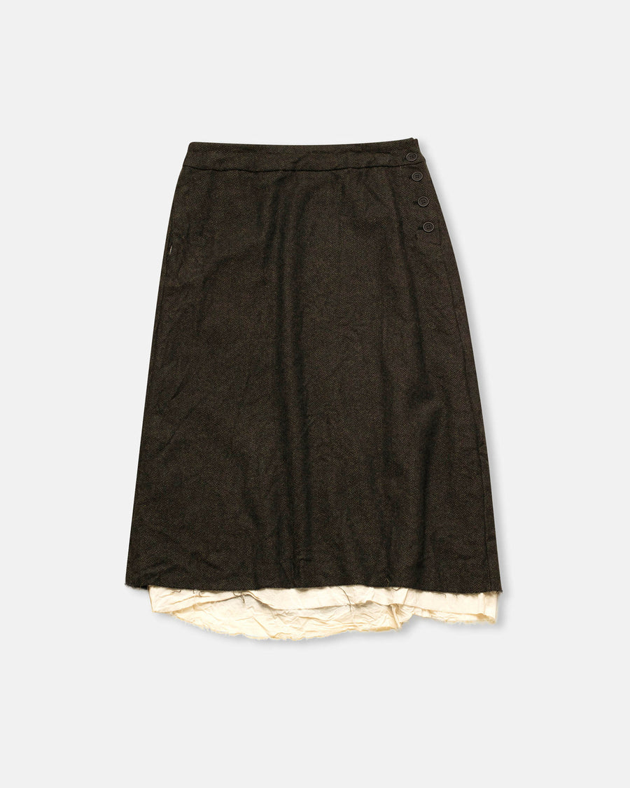 eco wool herringbone semi flared skirt