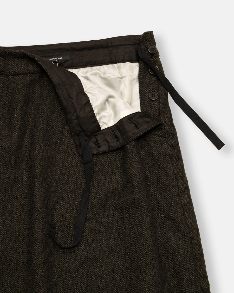 eco wool herringbone semi flared skirt