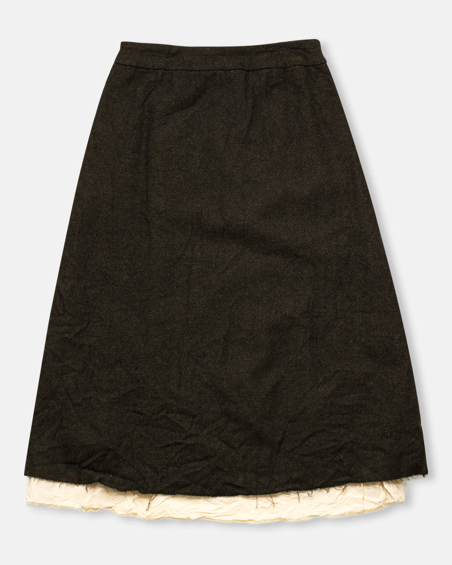 eco wool herringbone semi flared skirt