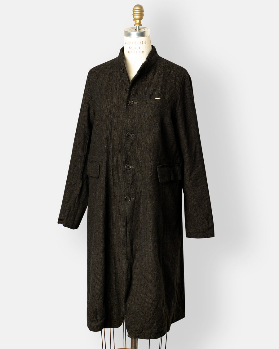 eco wool herringbone chesterfield coat
