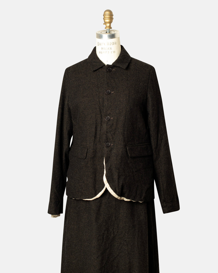 eco wool herringbone short jacket