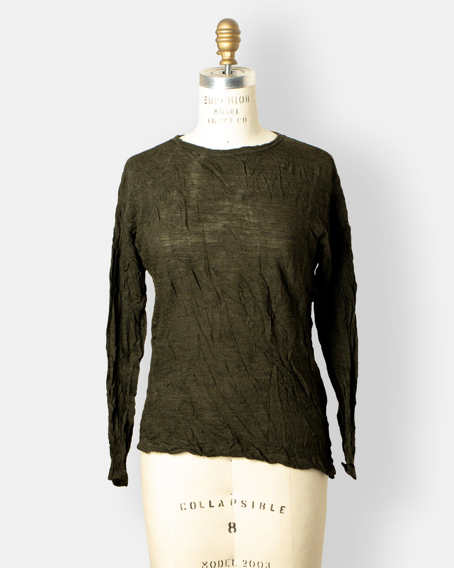 wool gauze crinkle jersey pullover