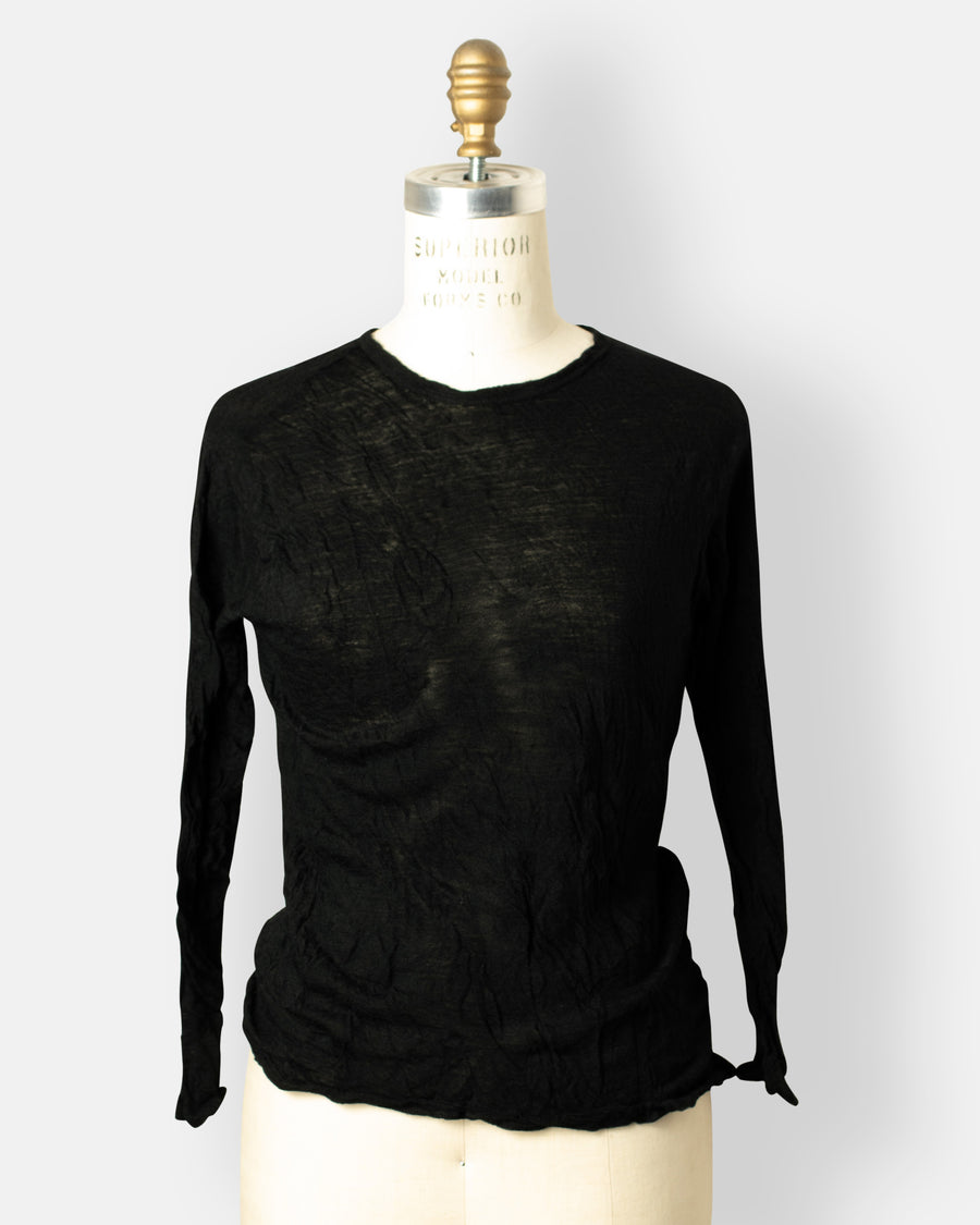 wool gauze crinkle jersey pullover
