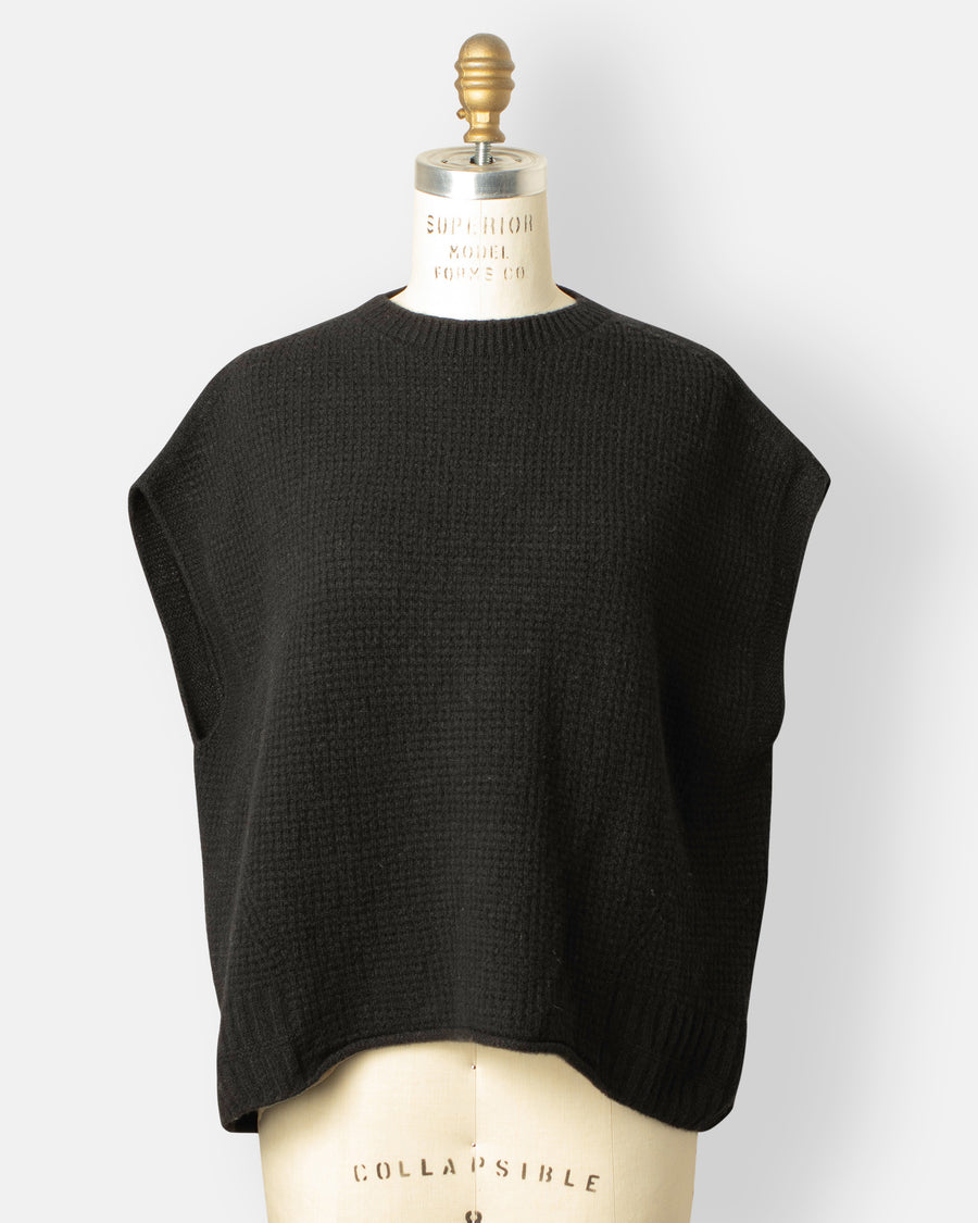 cashmere blend lambs wool boat neckline vest