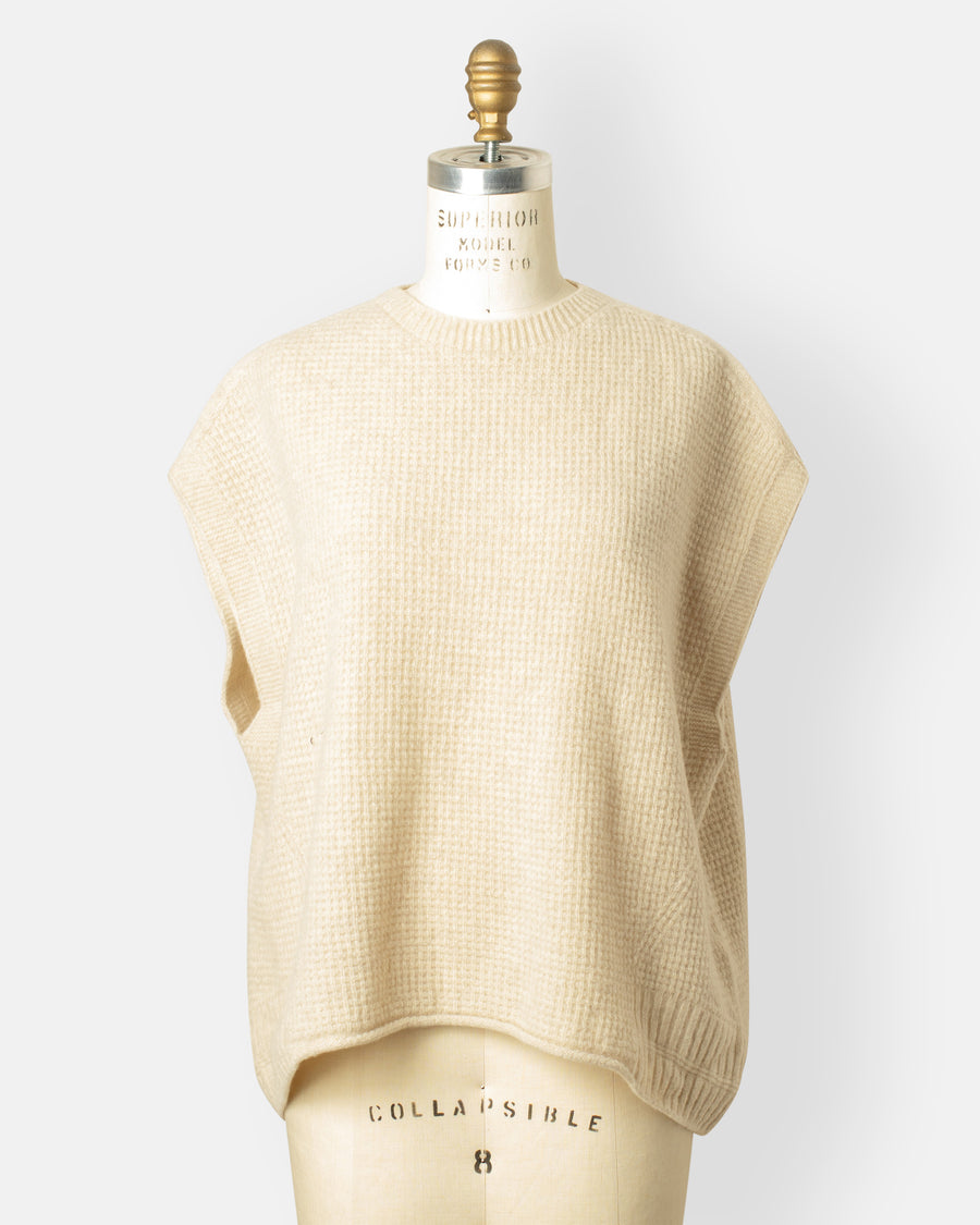 cashmere blend lambs wool boat neckline vest