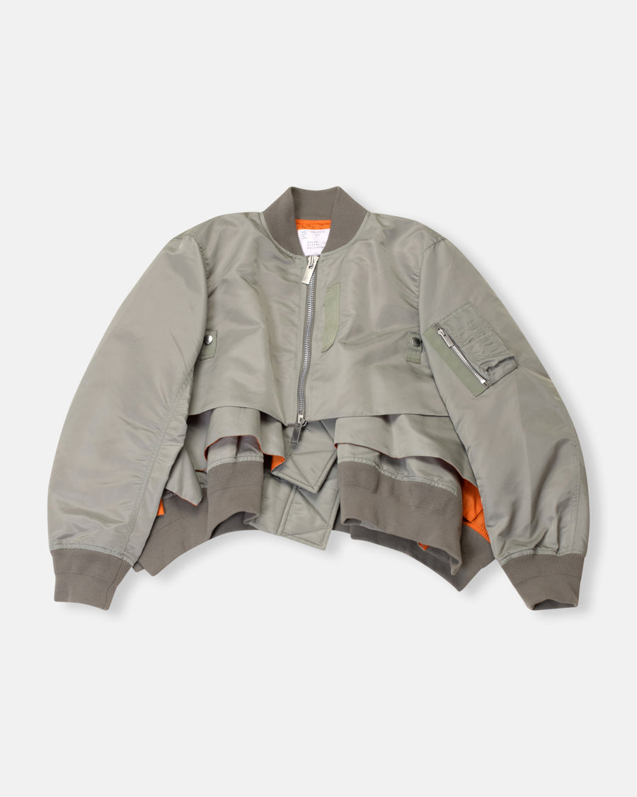 tiered nylon twill blouson jacket