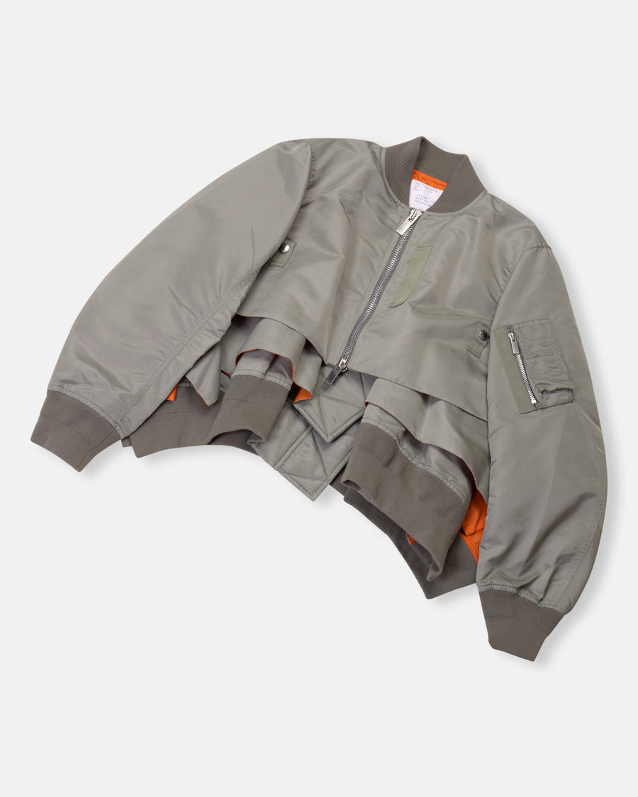 tiered nylon twill blouson jacket