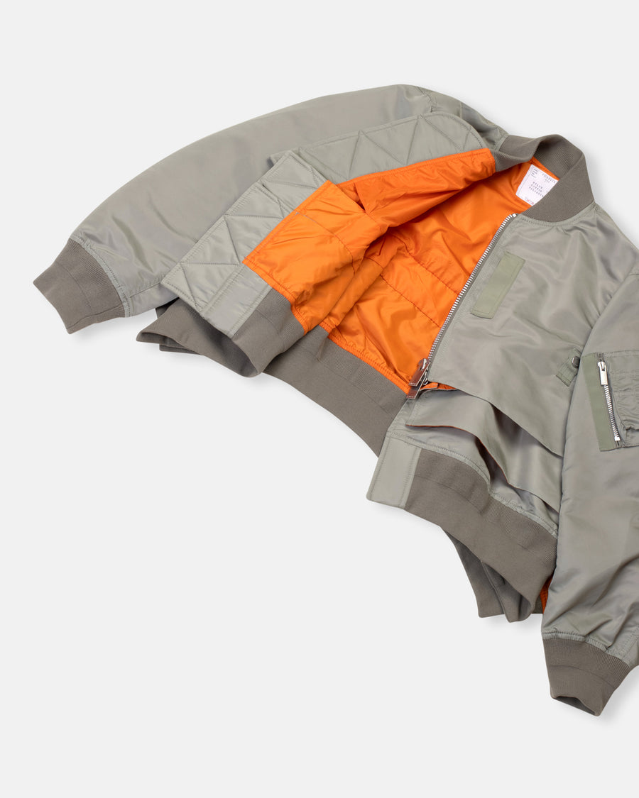 tiered nylon twill blouson jacket
