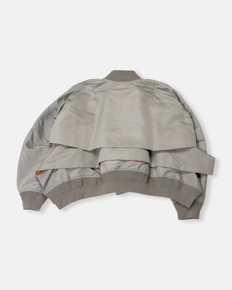 tiered nylon twill blouson jacket