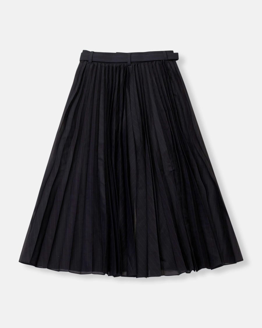 chalk stripe and glen-check skirt