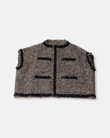 sleeveless tweed jacket