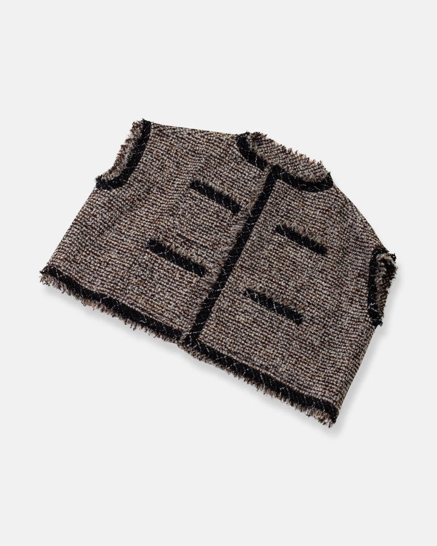 sleeveless tweed jacket