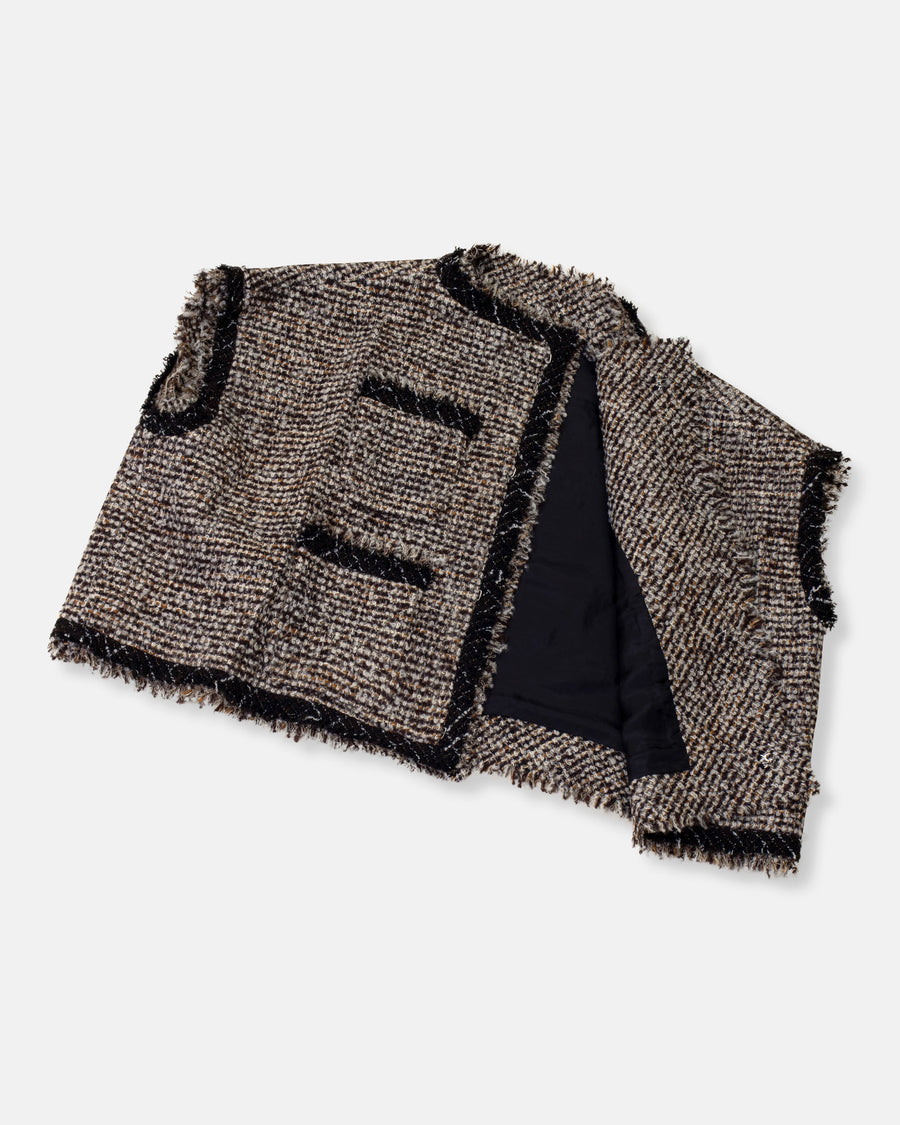 sleeveless tweed jacket
