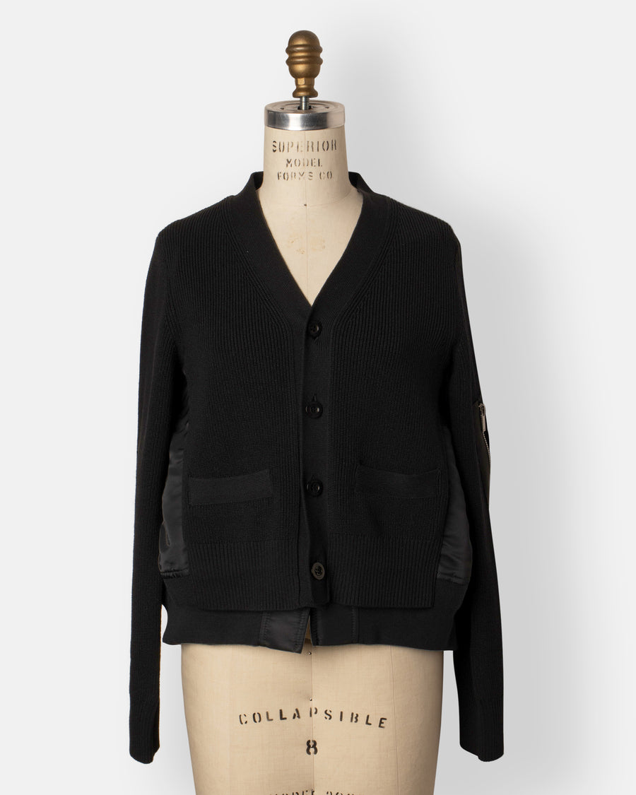 sacai nylon twill x knit cardigan | noodle stories