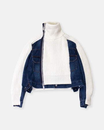 denim x knit blouson jacket