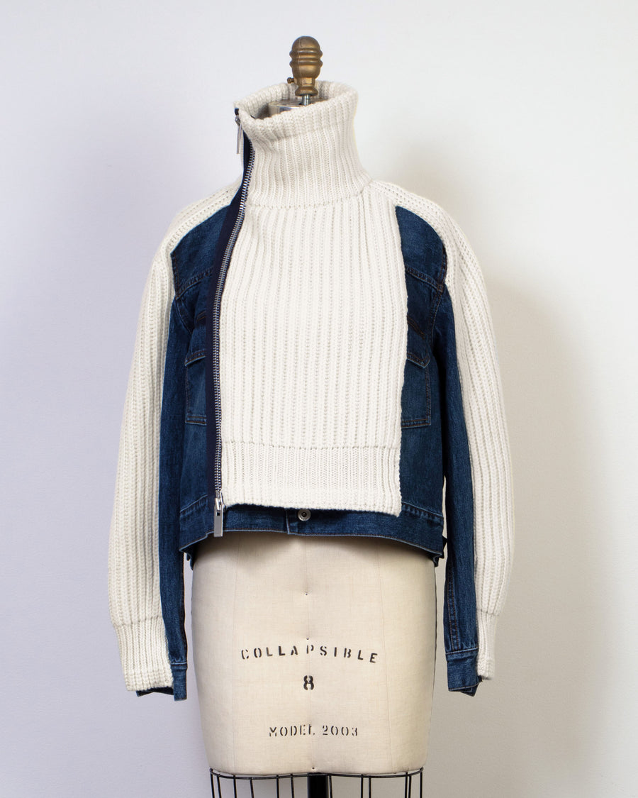 denim x knit blouson jacket