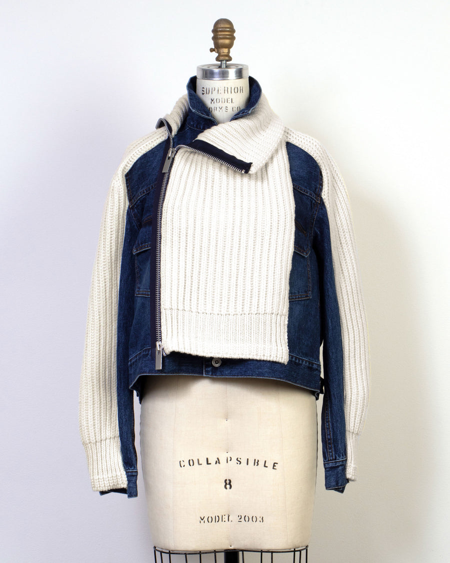 denim x knit blouson jacket