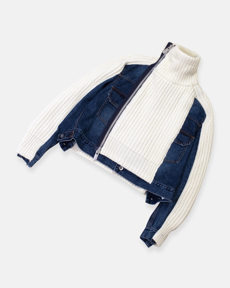 denim x knit blouson jacket