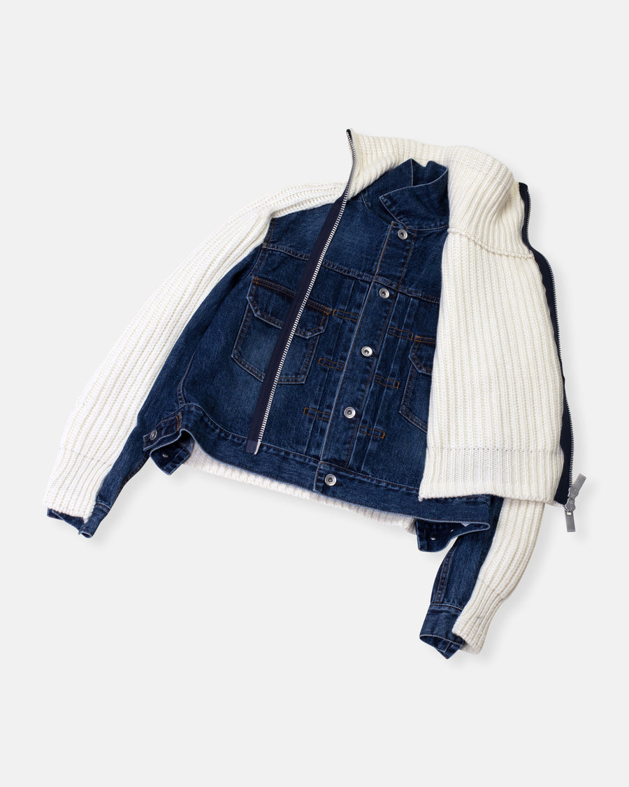 denim x knit blouson jacket