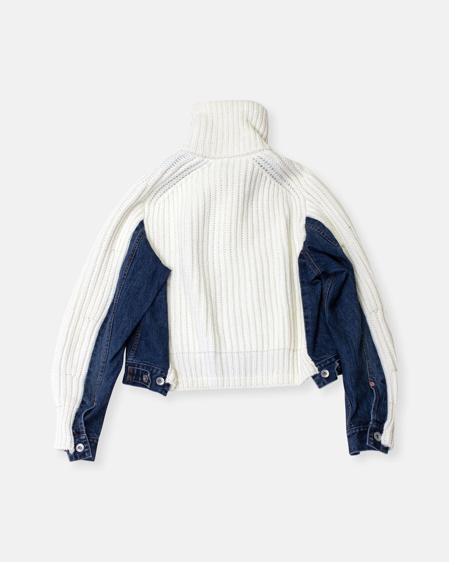 denim x knit blouson jacket
