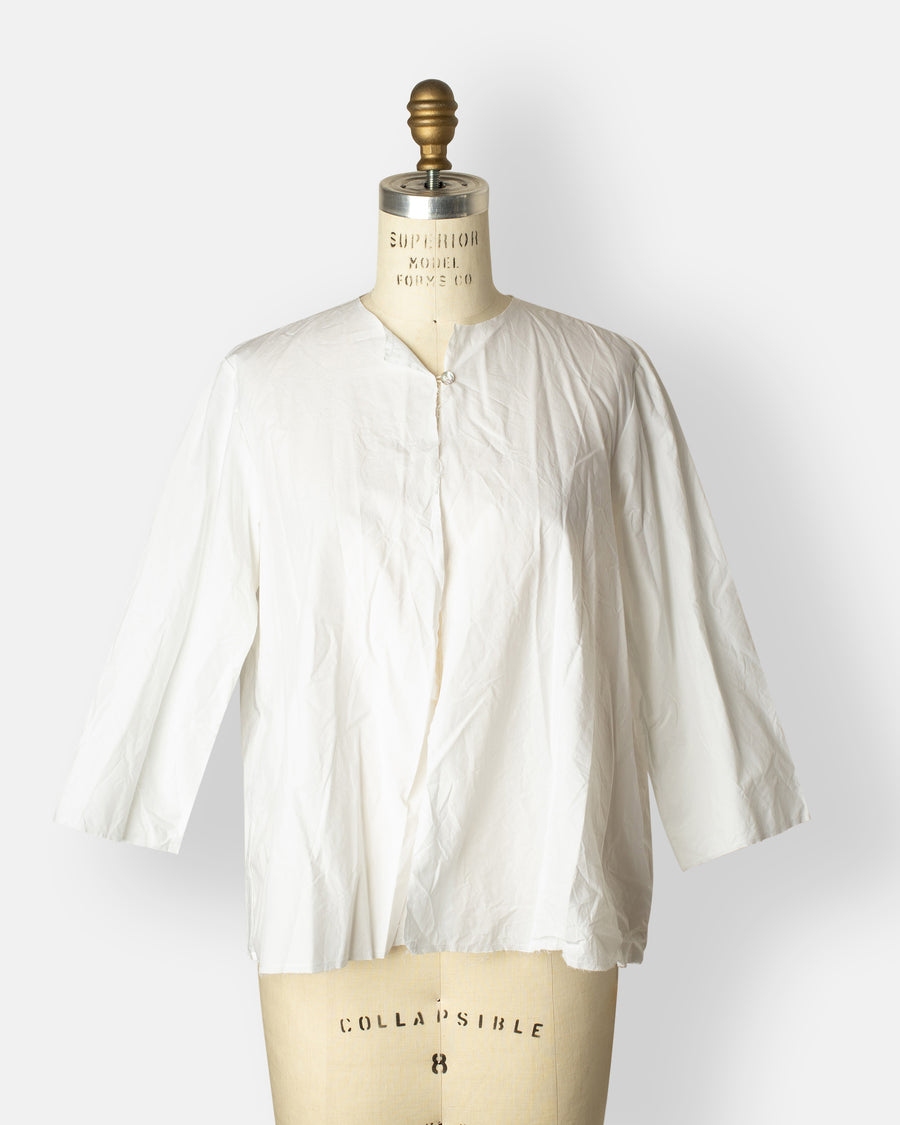 open front pleated back 3/4 sleeve top