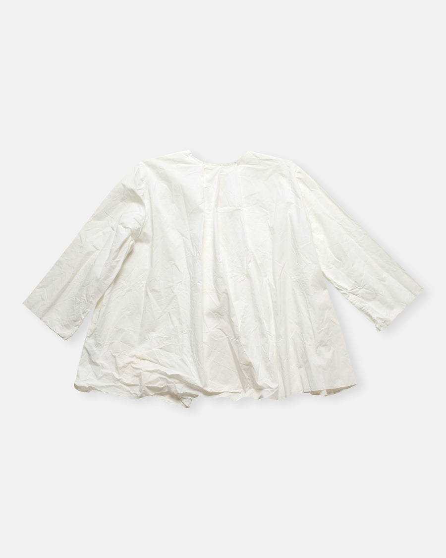 open front pleated back 3/4 sleeve top