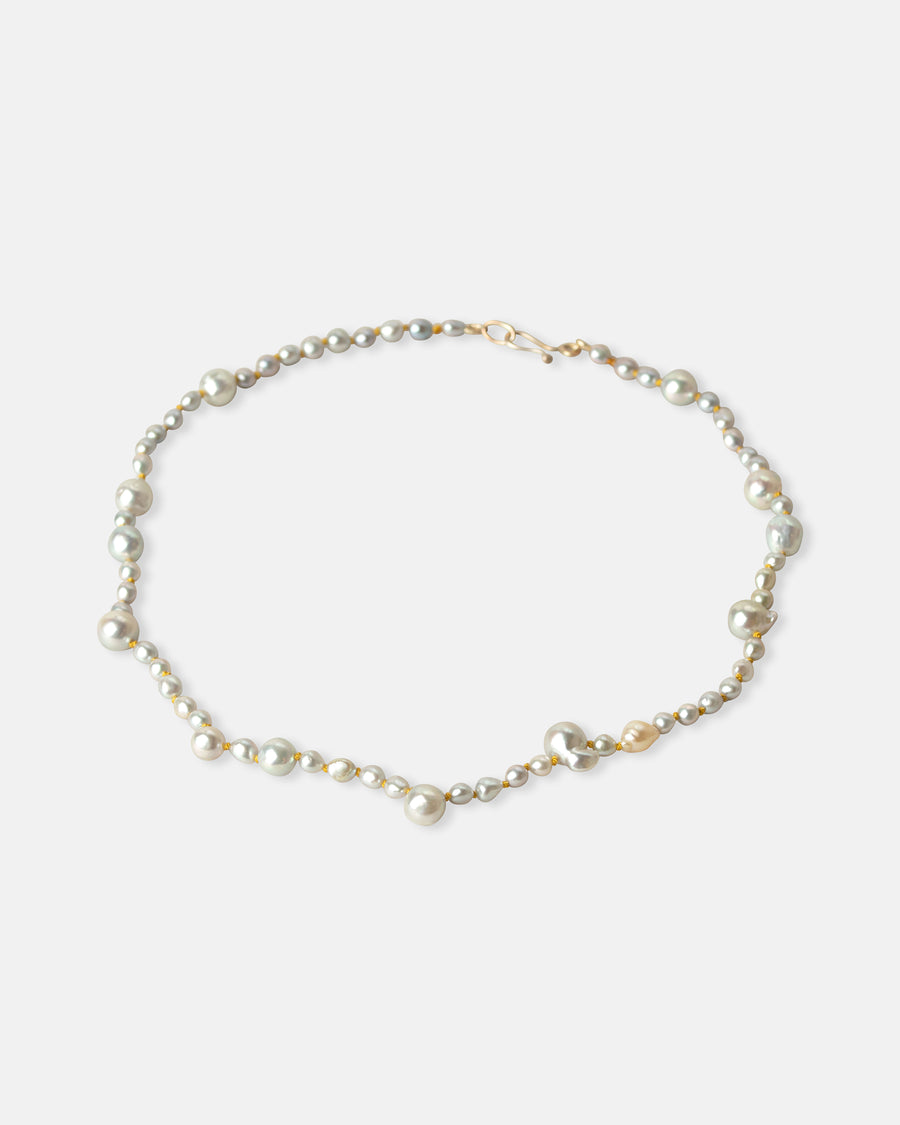 mixed silver akoya pearl necklace