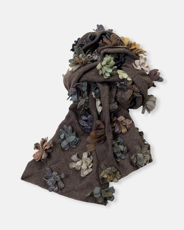 knitted flower scarf