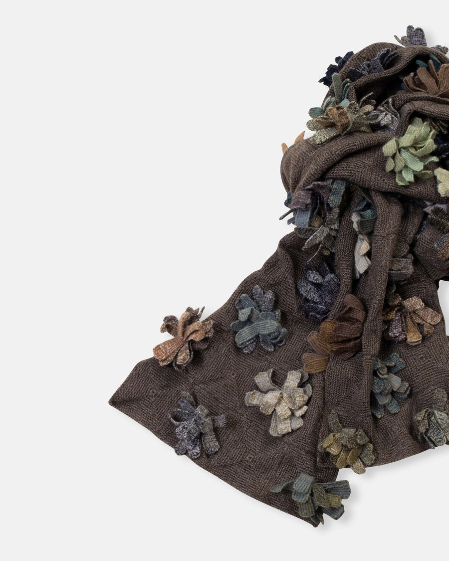 knitted flower scarf
