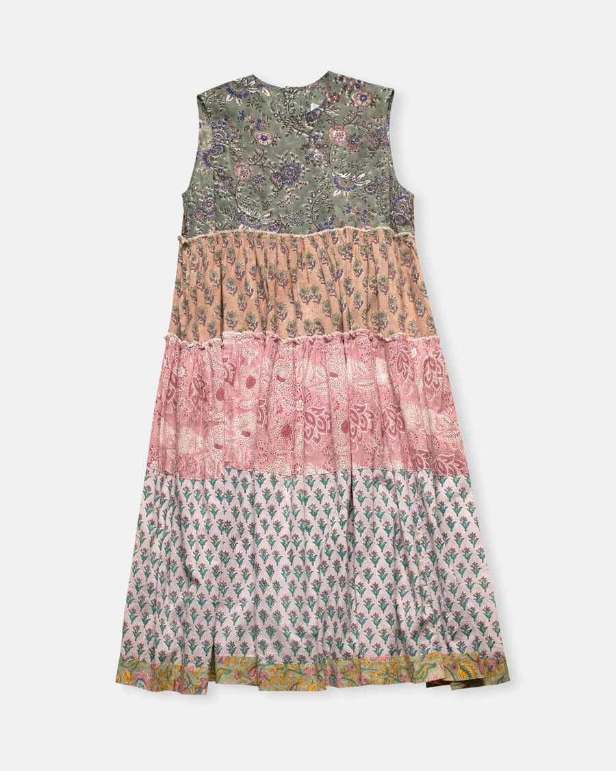 tiered block print dress