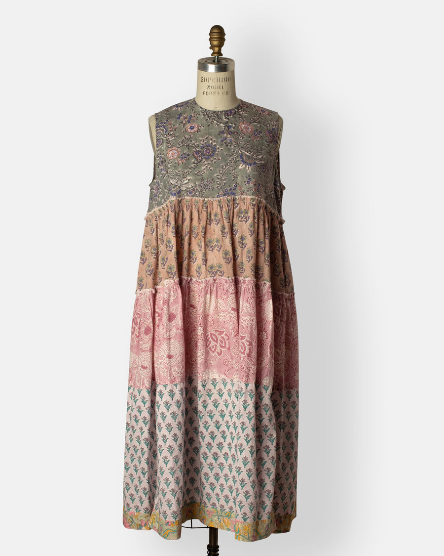 tiered block print dress