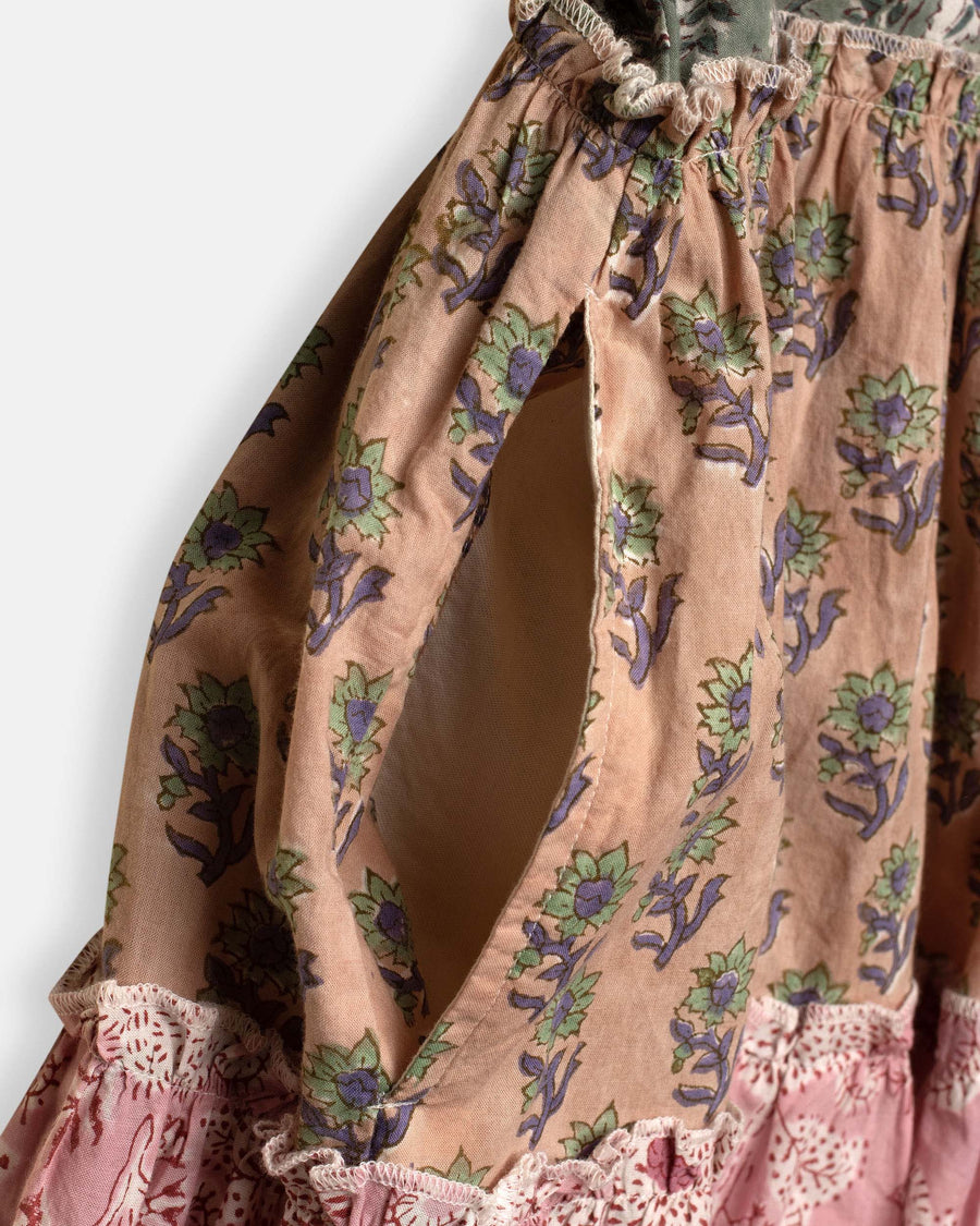 tiered block print dress