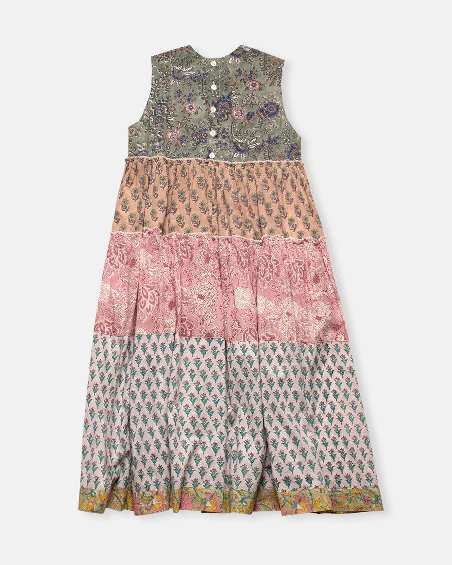 tiered block print dress
