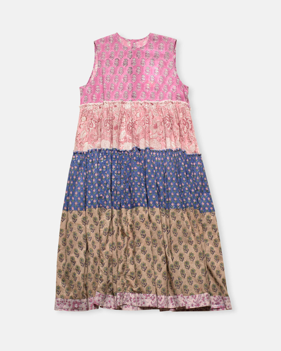 tiered block print dress