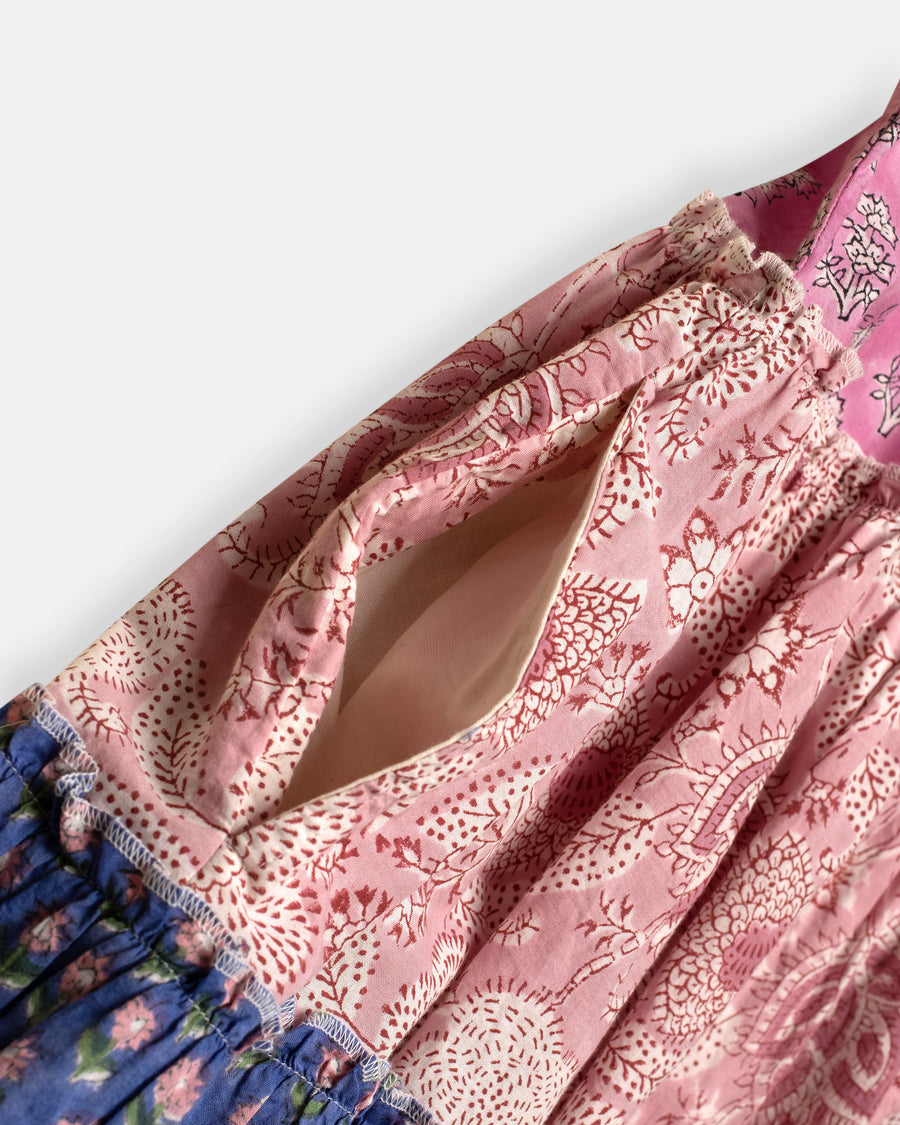 tiered block print dress