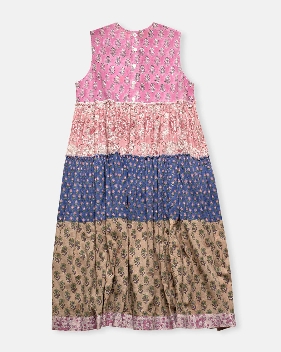 tiered block print dress