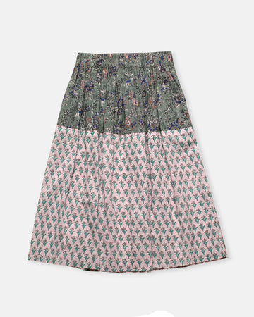 tiered block print skirt