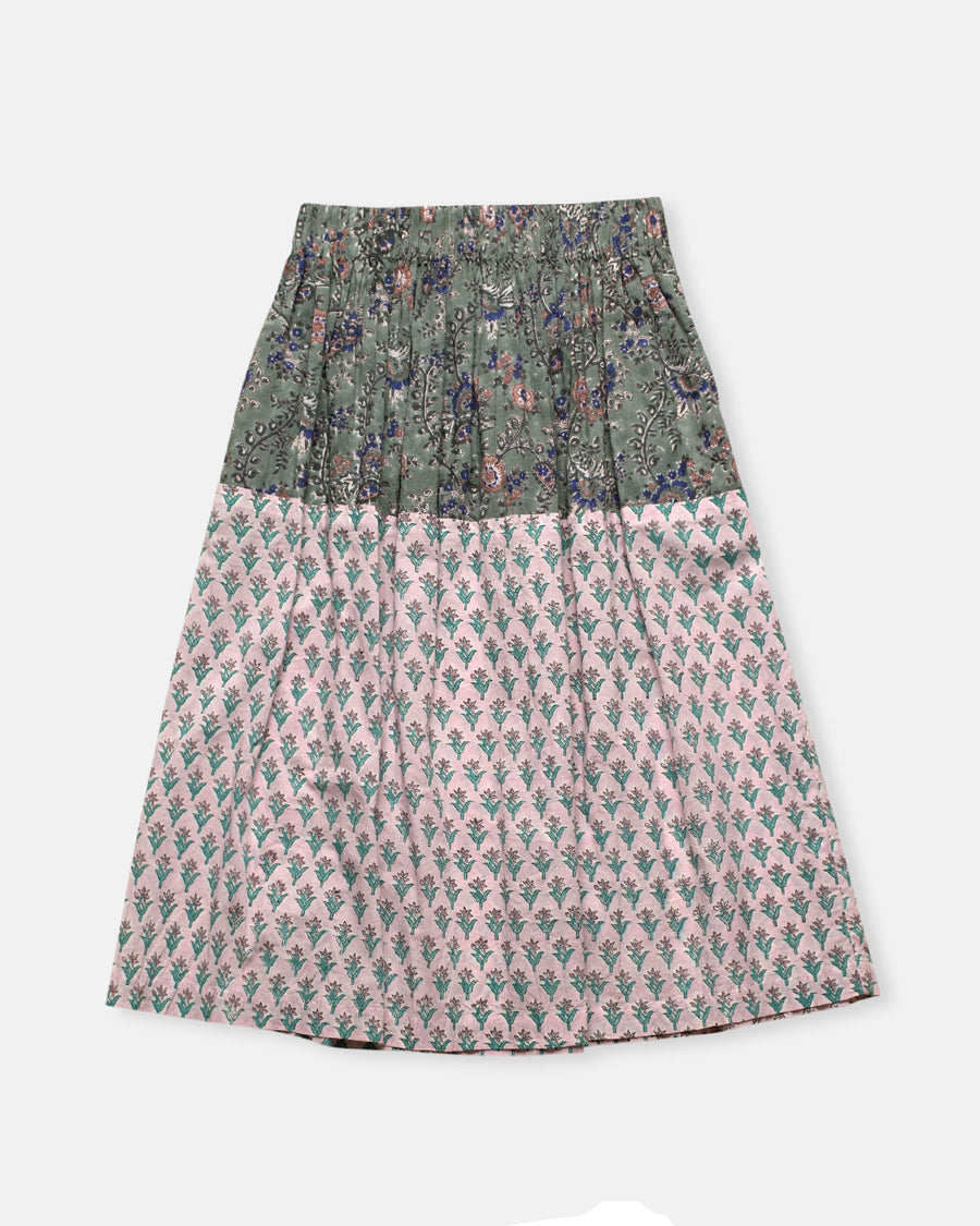 tiered block print skirt