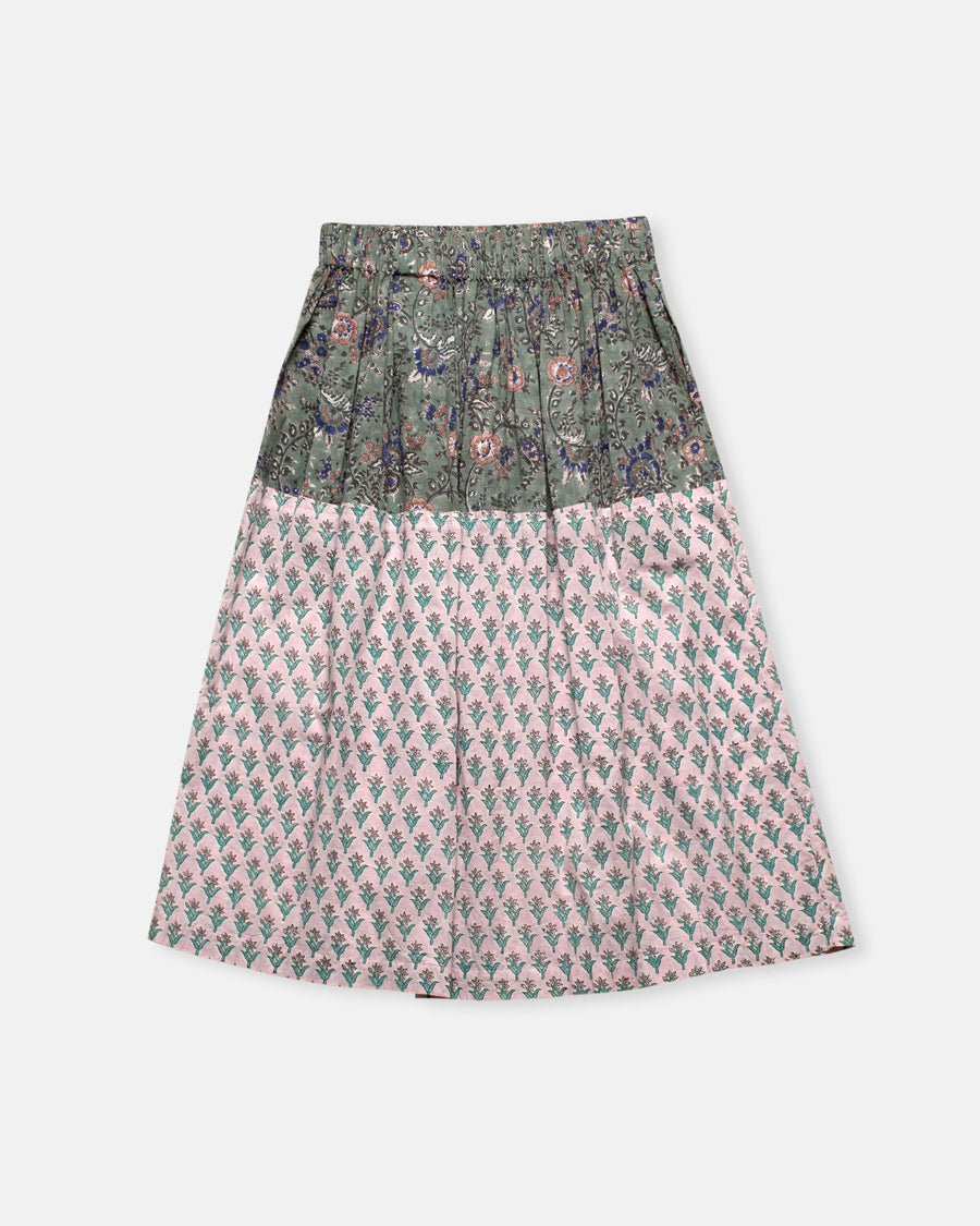 tiered block print skirt