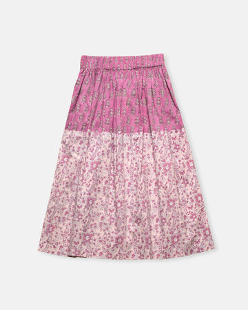 tiered block print skirt