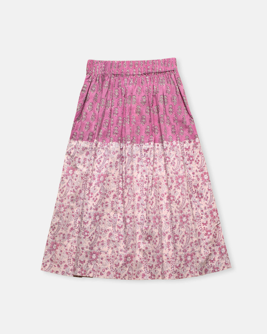 tiered block print skirt
